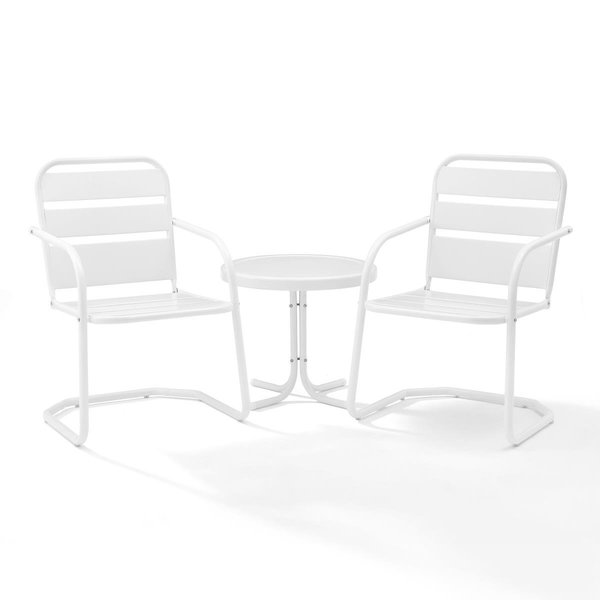 Crosley Brighton 3 Piece Metal Conversation Seating Set in White Gloss KO10013WH